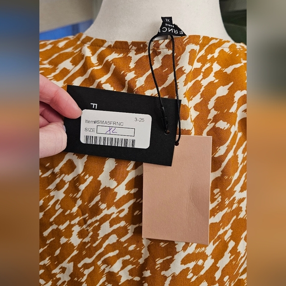 FRNCH Mustard Patterned Wrap Blouse - Picture 3 of 4